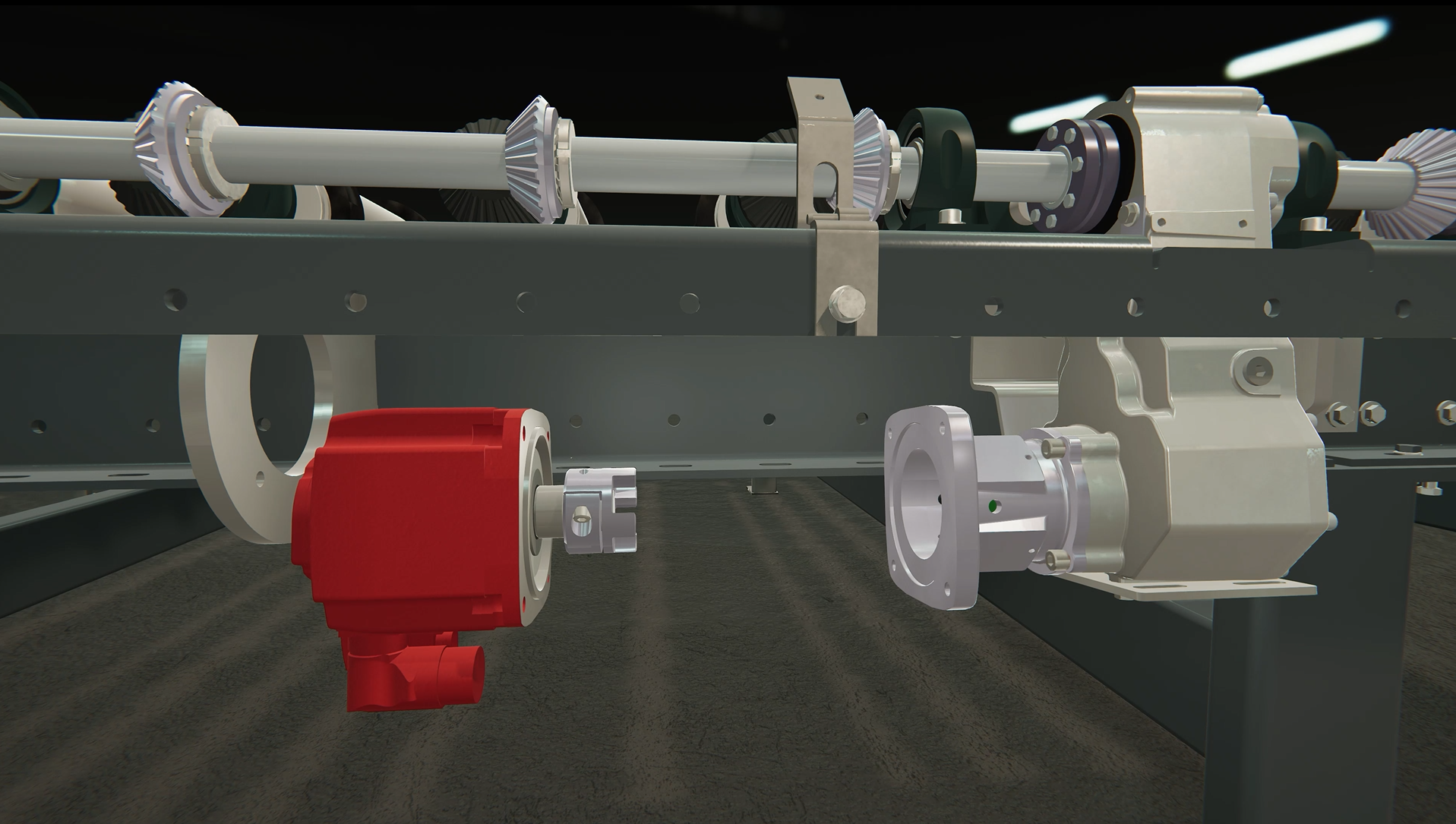 The developed motor flange is integrated into the existing conveyor technology as a new drive system. It is designed to meet the requirements not only of quality and durability, but also of efficiency and profitability. The developed motor flange has to meet the quality and durability requirements as well as be efficient and profitable.